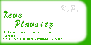 keve plavsitz business card